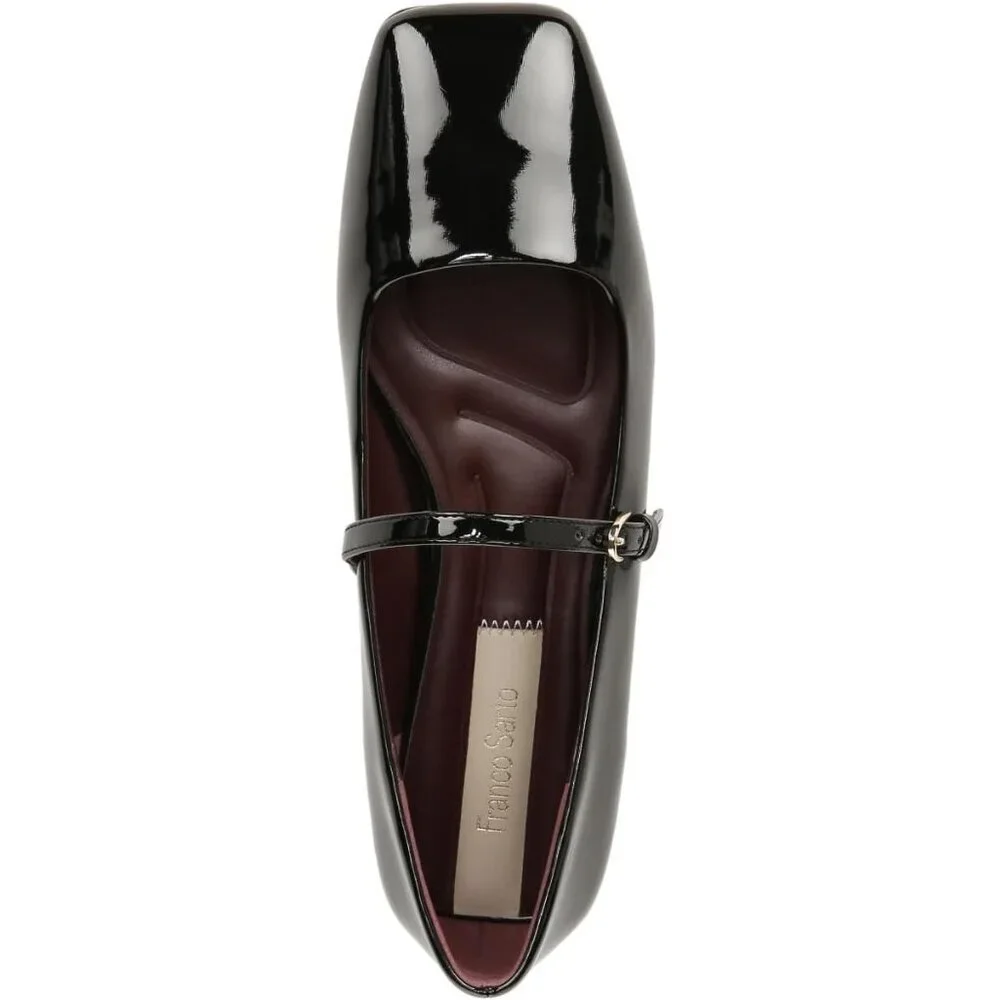 Franco Sarto Womens Black Patent Faux Leather Tinsley Mary Jane Ballet Flats - Picture 6 of 9